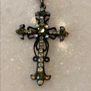 Cross Metal Necklace w/Sparkling Stones